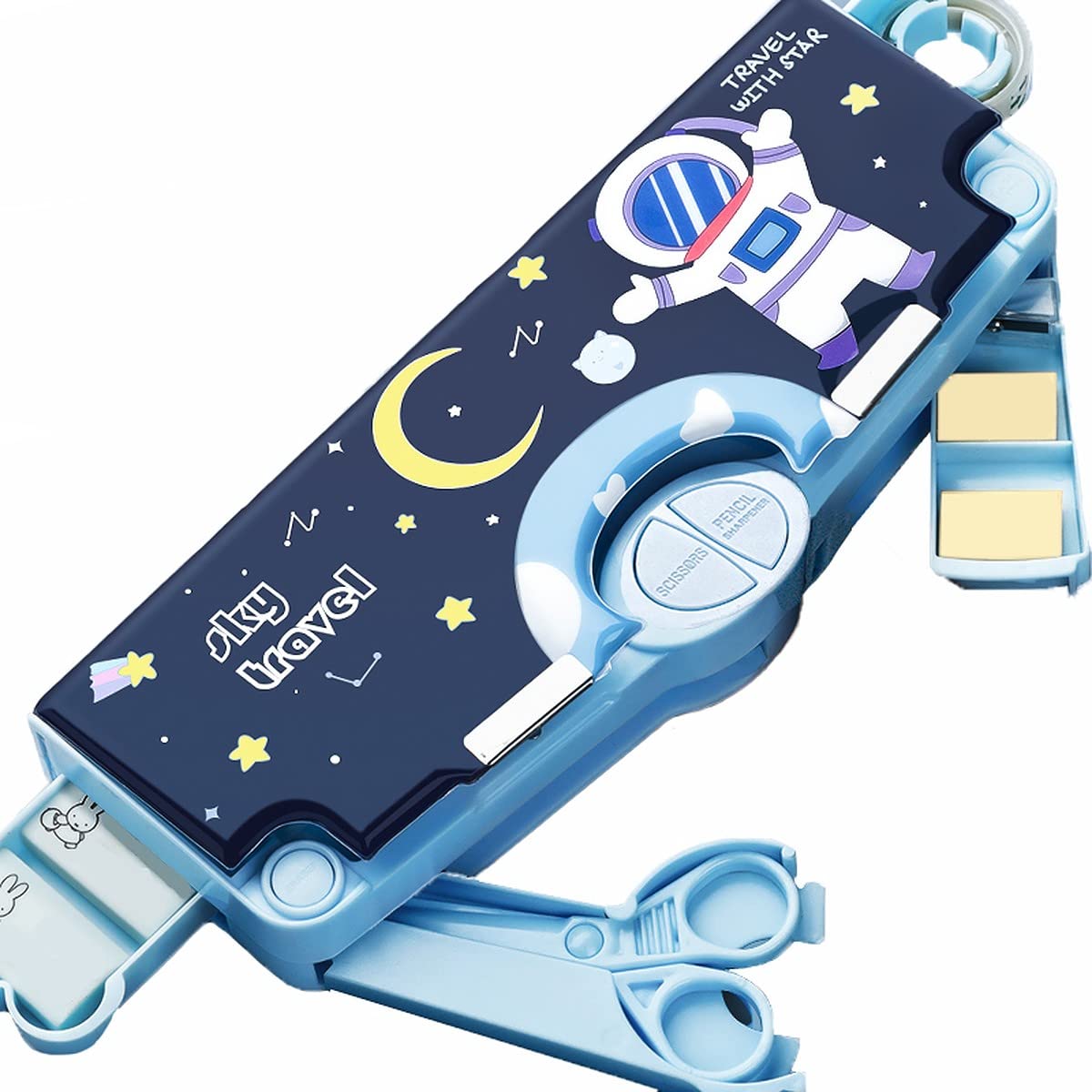 SkyShopy 1Pc Multifunctional Pencil Case, Large Capacity Pencil Box for Boys & Girls Students with Craft Scissor Portable Stationery Organizer, Astronaut SkyShopy 1Pc Multifunctional Pencil Case, Large Capacity Pencil Box for Boys & Girls Students with Craft Scissor Portable Stationery Organizer, Astronaut